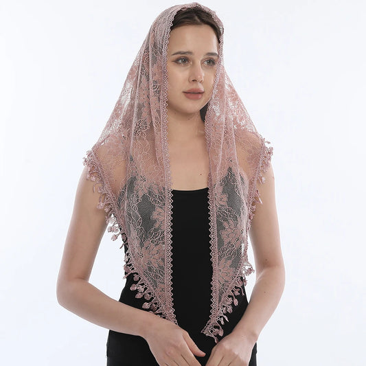 Herrera Mantilla – Dusty Rose Lace with Floral Detailing
