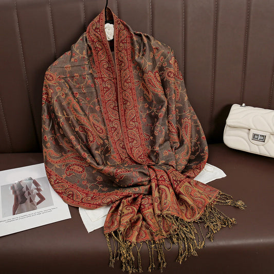 Chantilly - Cocoa & Ruby Paisley Wrap