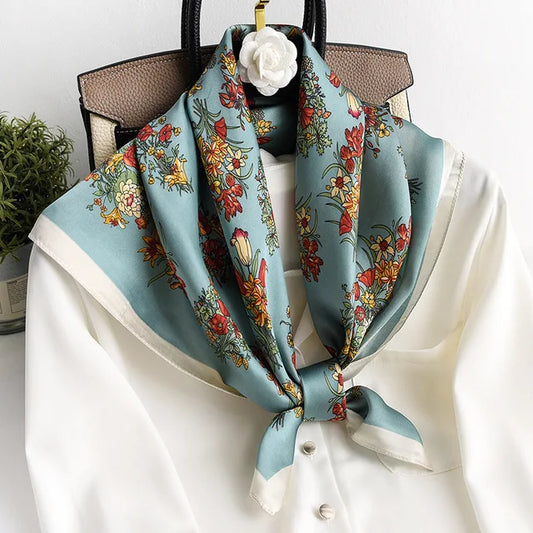 Stafford - Vintage Blossom Scarf – Teal & Cream