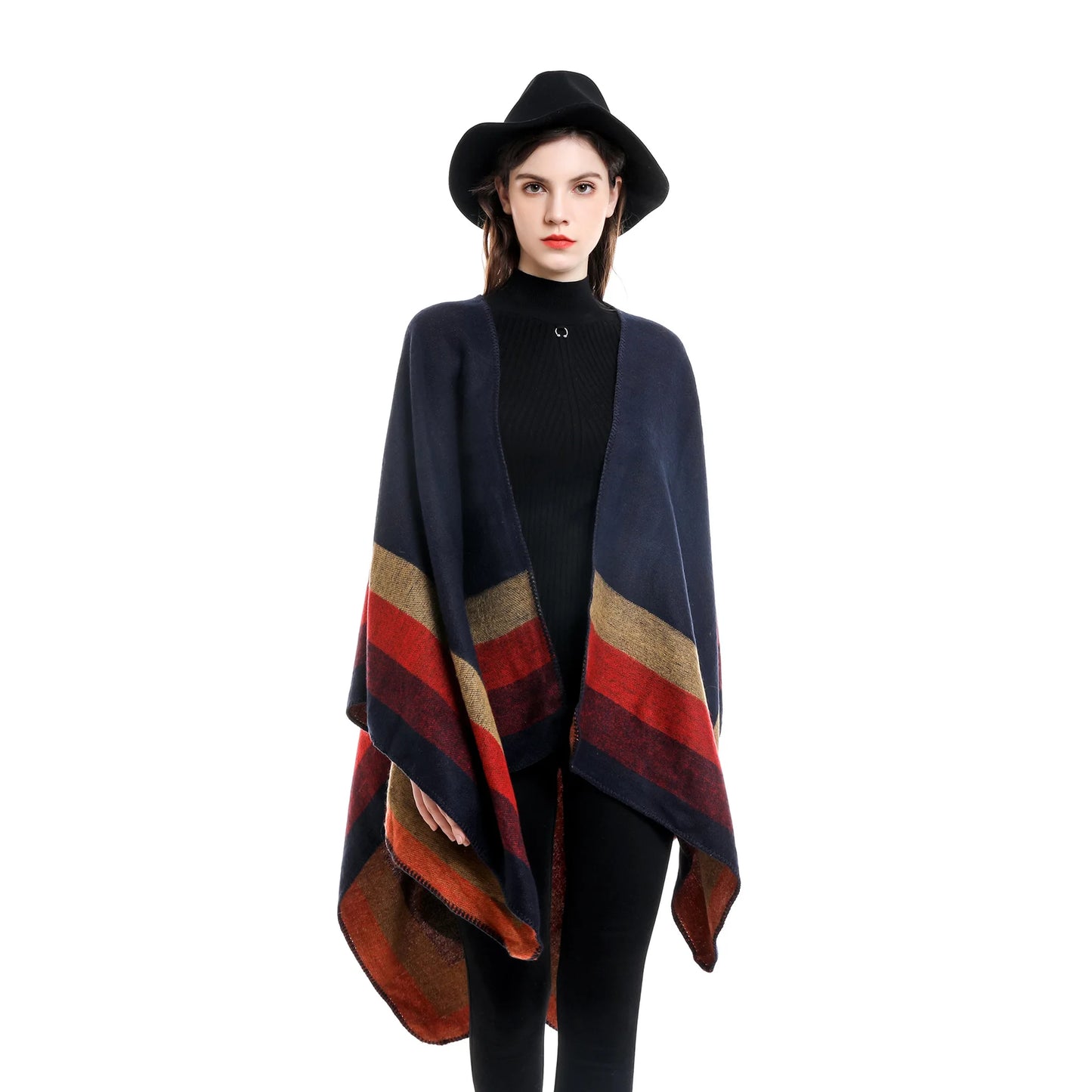 Cortés - Autumn Ember Stripe Poncho