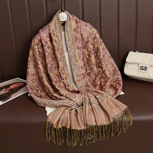 Rohan - Rose Gold Floral Shawl
