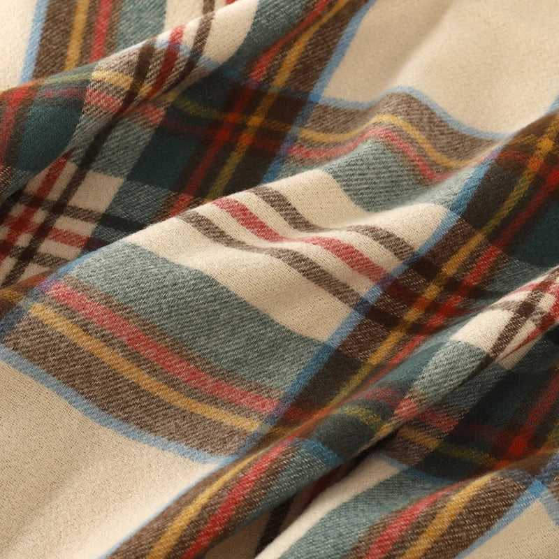 Mannerheim - Beige & Olive Tartan Winter Scarf