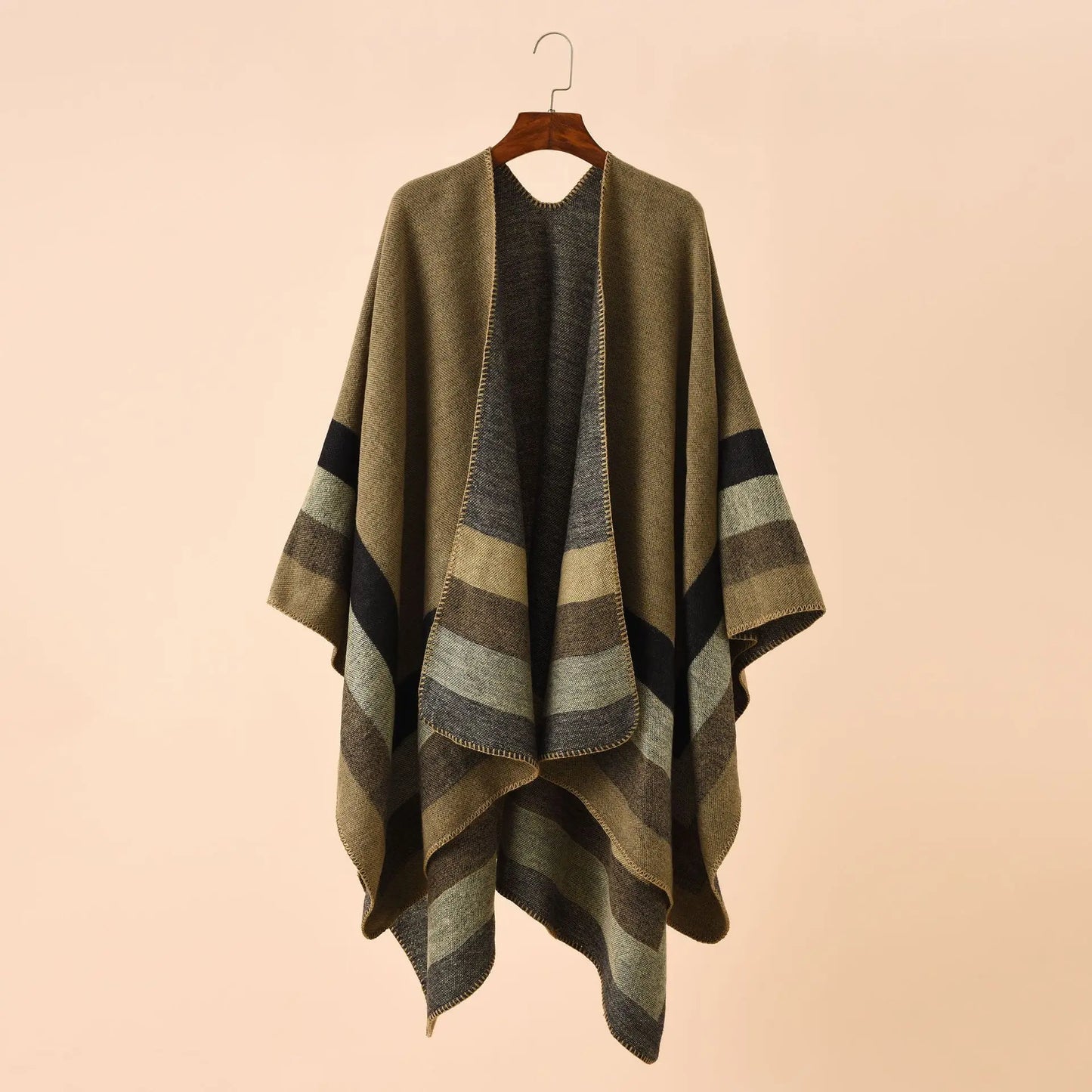 Cortés - Olive Stripe Poncho