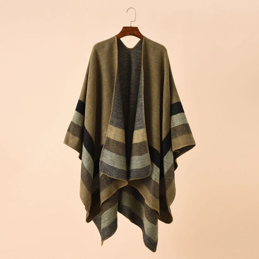 Cortés - Olive Stripe Poncho