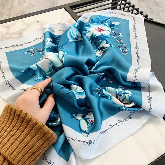 Grosvenor - Magnolia Dream Scarf – Teal & White