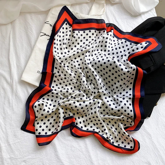 Zanardelli - Navy Polka Dot & Red Border Scarf