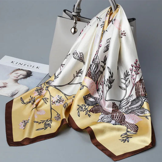 Villeneuve - Golden Botanical Whisper Scarf