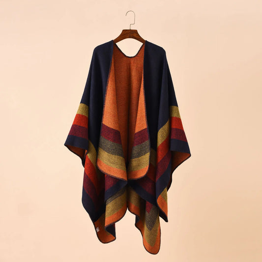 Cortés - Autumn Ember Stripe Poncho