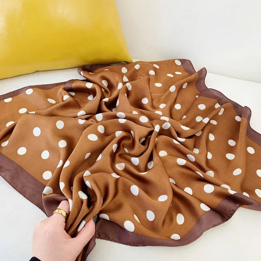 Castracani - Warm Brown & White Polka Dot Scarf