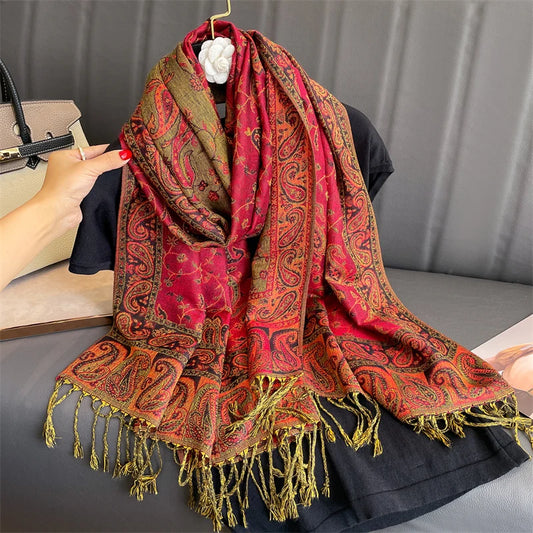 Chantilly - Ruby Flame Paisley Shawl