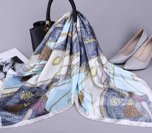 Lara - Powder Blue Tassel Scarf