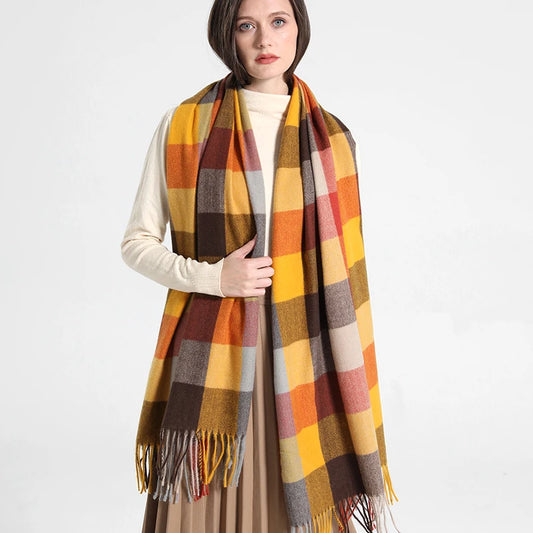 Løvenhjelm - Autumn Tones Checkered Winter Scarf