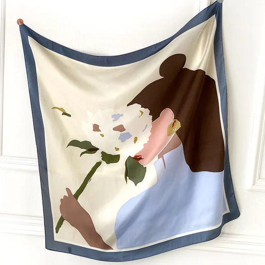 Cerviño - Blossom Muse Scarf – Soft Blue Frame