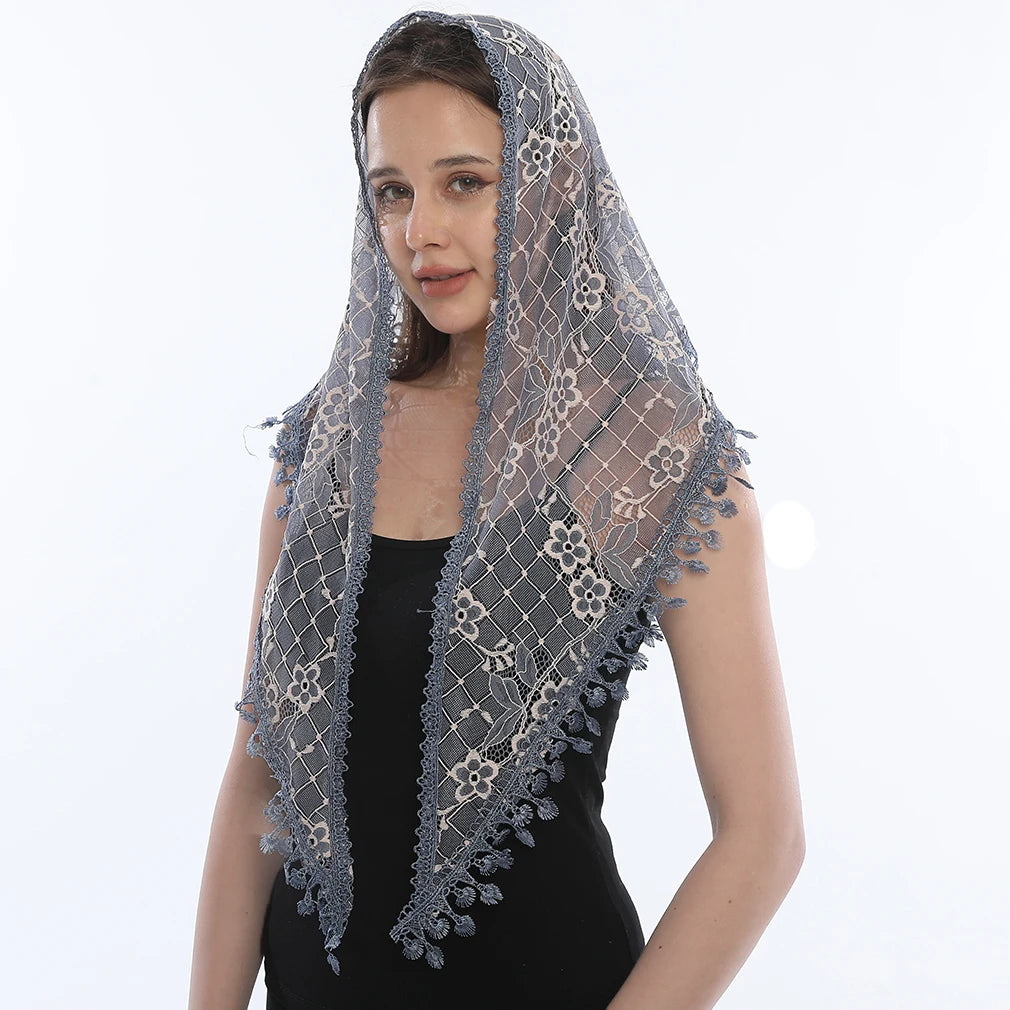 Mariscal Mantilla – Soft Blue Floral Lace