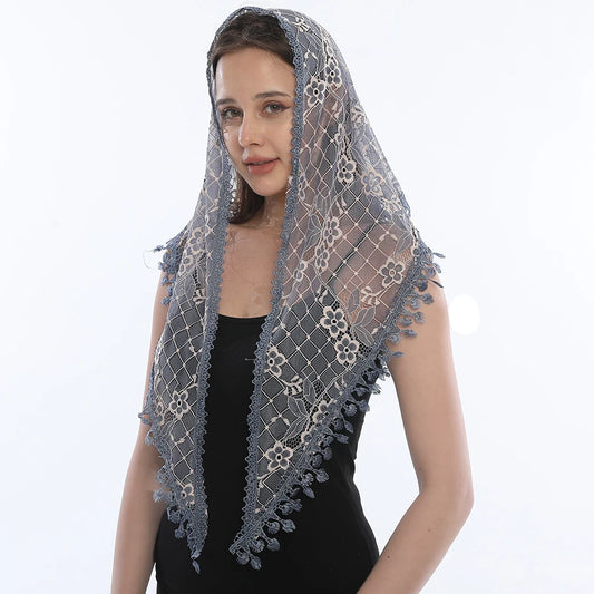 Mariscal Mantilla – Soft Blue Floral Lace