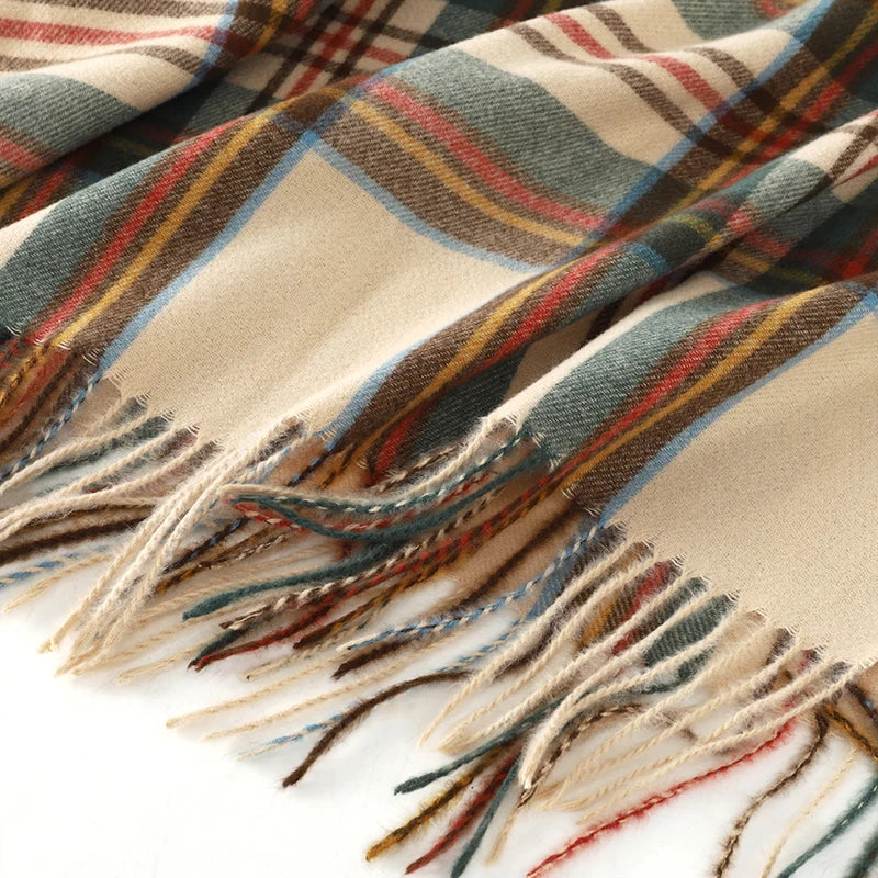 Mannerheim - Beige & Olive Tartan Winter Scarf