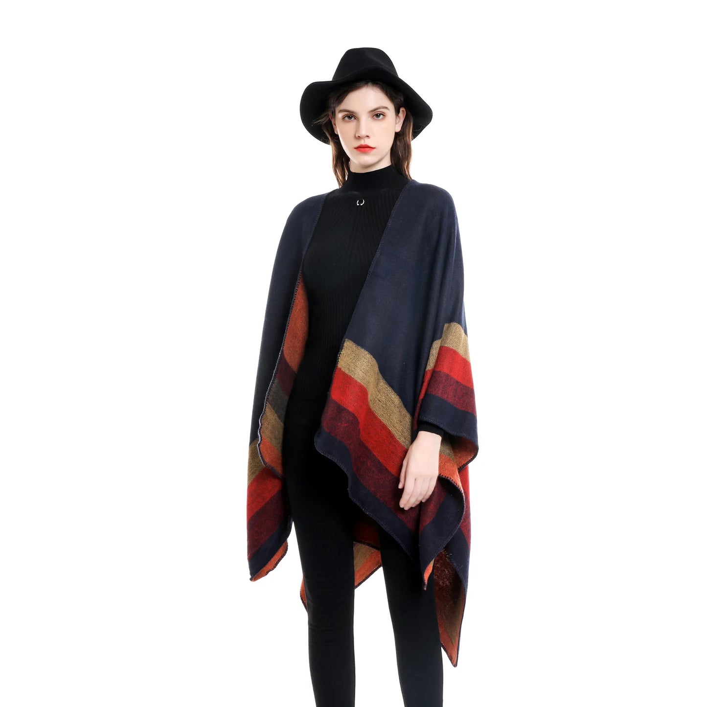 Cortés - Autumn Ember Stripe Poncho
