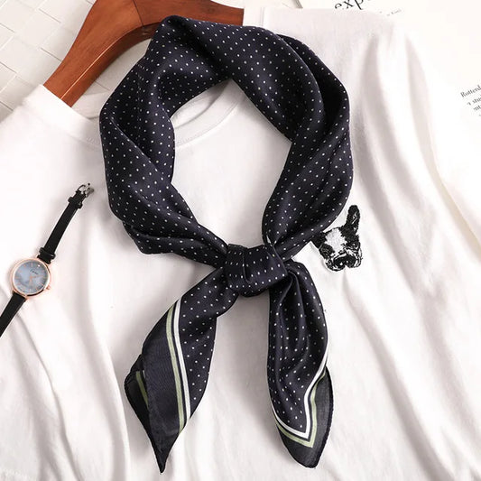 De Courcy - Petite Polka Scarf – Navy & White
