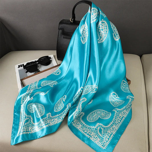 Ulloa - Sky Blue Paisley Square Scarf
