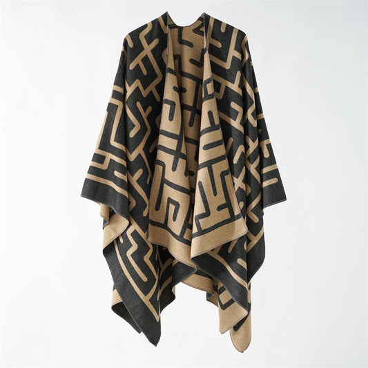 Borbón - Modern Labyrinth Poncho – Bold Geometry Meets Soft Comfort