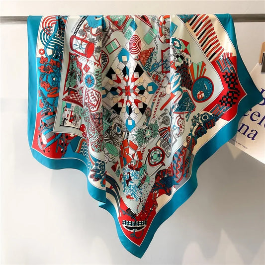 Dampierre - Geometric Odyssey Scarf - Blue Edition