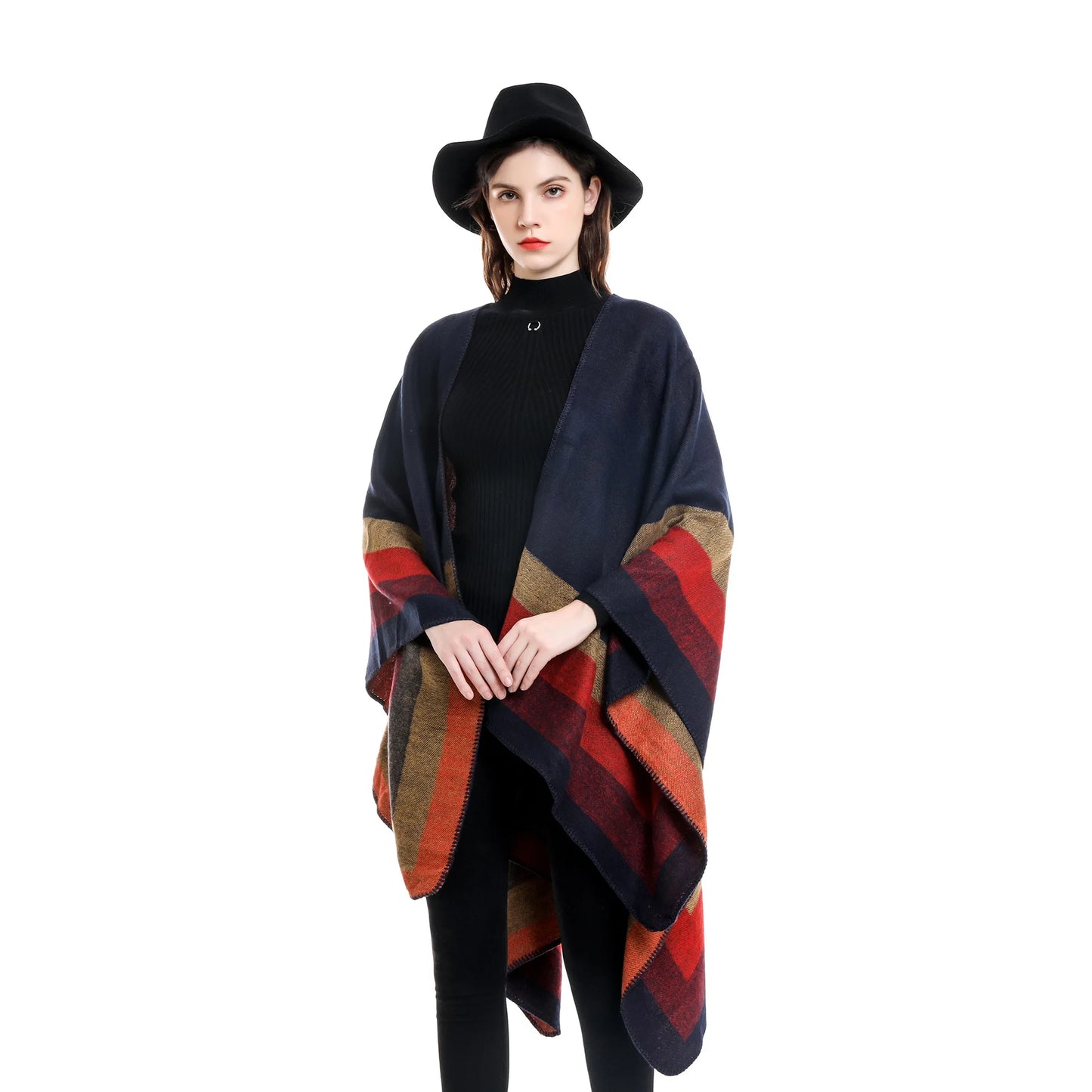 Cortés - Autumn Ember Stripe Poncho