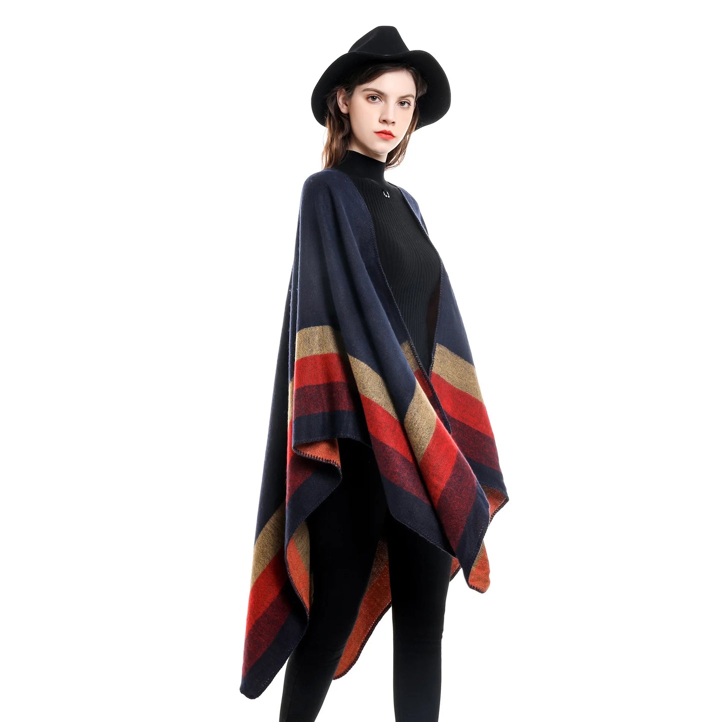 Cortés - Autumn Ember Stripe Poncho