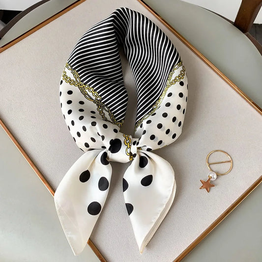 Wriothesley - Monochrome Stripes & Polka Dot Scarf
