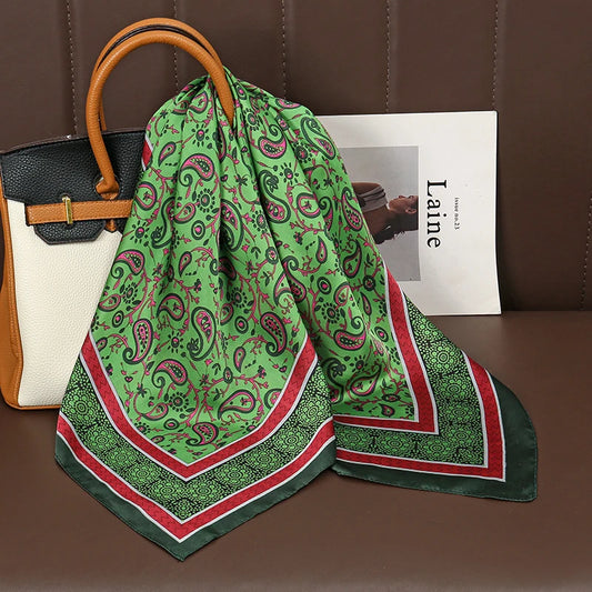 Brissac - Green Paisley Scarf with Red & Dark Green Borders