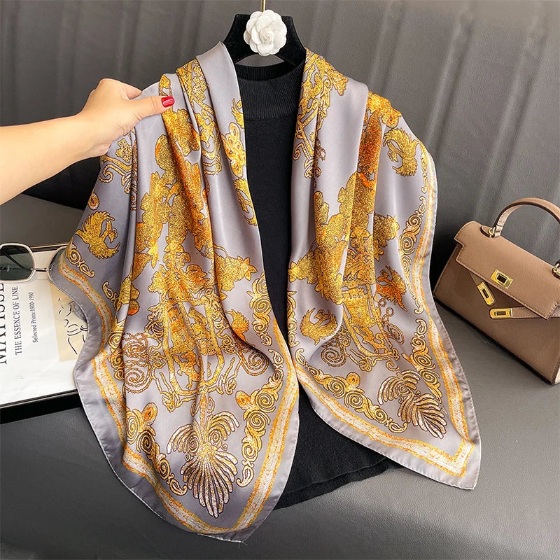 Moncada - Golden Filigree Gray Scarf