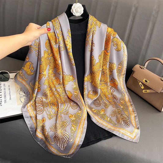 Moncada - Golden Filigree Gray Scarf