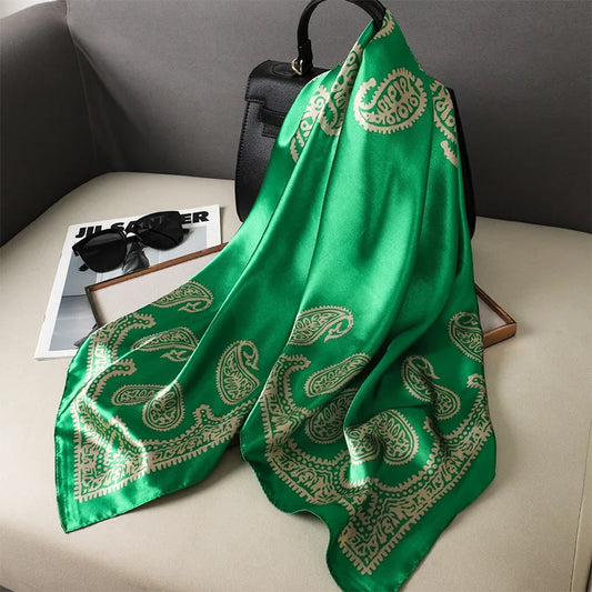 Ulloa - Emerald Paisley Square Scarf