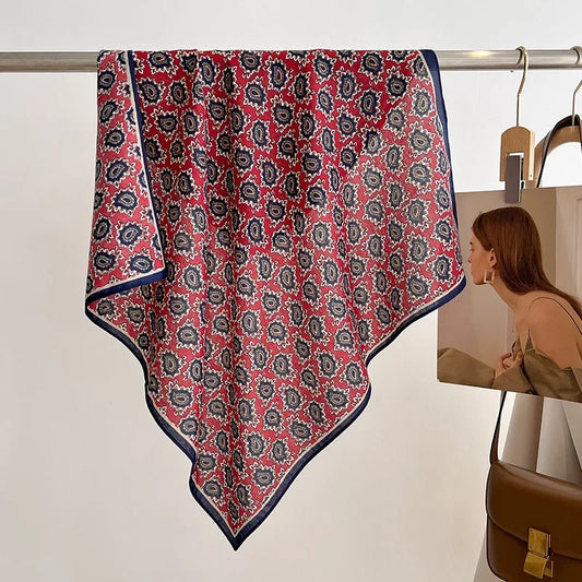 Treviño - Crimson Bloom Cotton Scarf