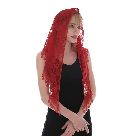 Tejada Mantilla – Scarlet Rose Lace with Drop Trim
