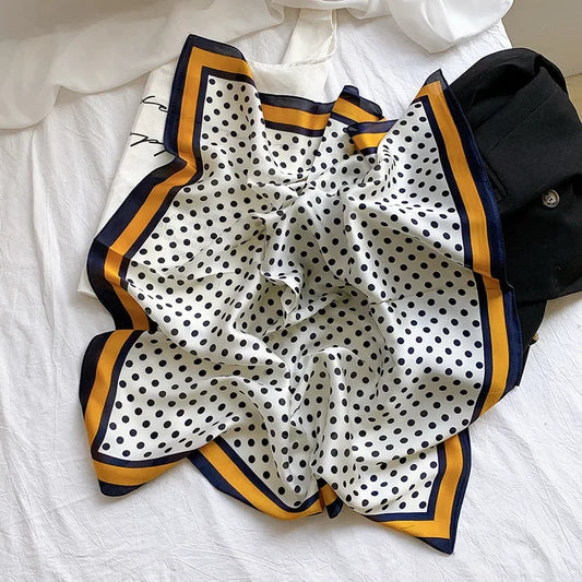 Zanardelli - Navy Polka Dot & Golden Border Scarf