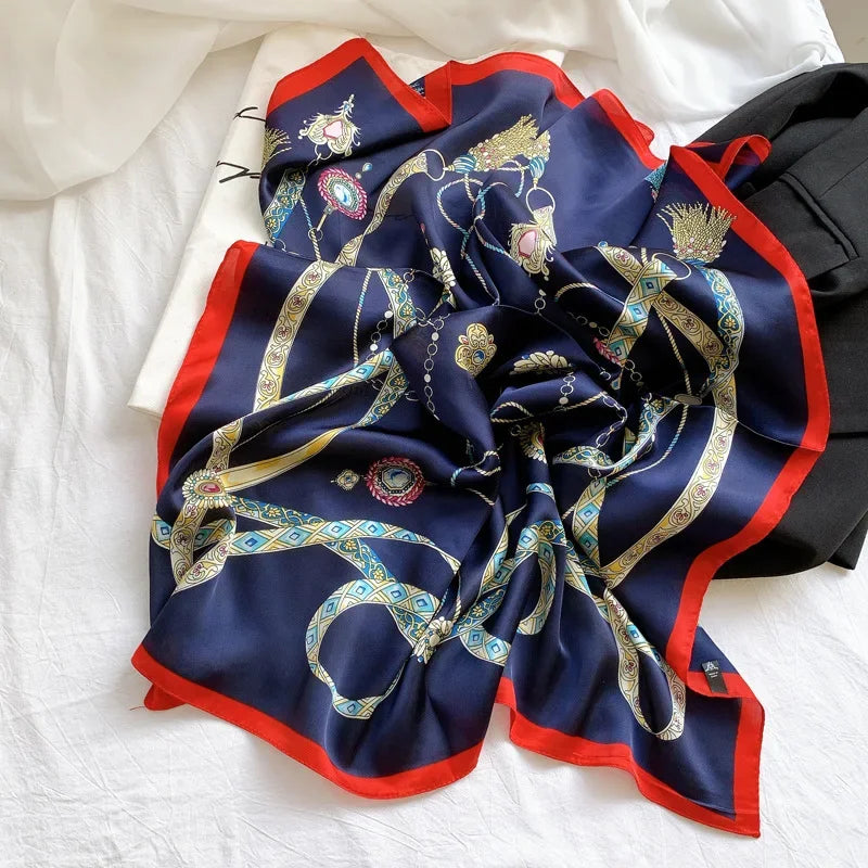 Antinori - Navy Chain & Jewel Pattern Scarf