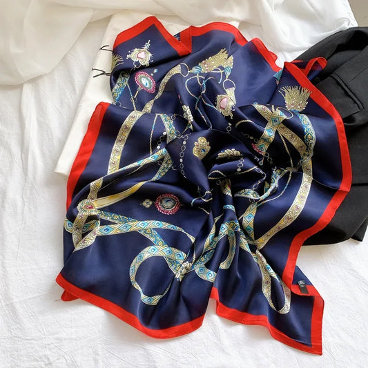 Antinori - Navy Chain & Jewel Pattern Scarf