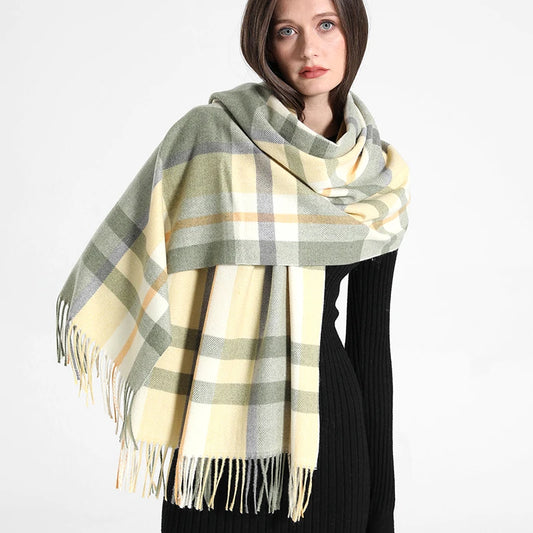 Hjorth - Olive & Cream Plaid Winter Scarf