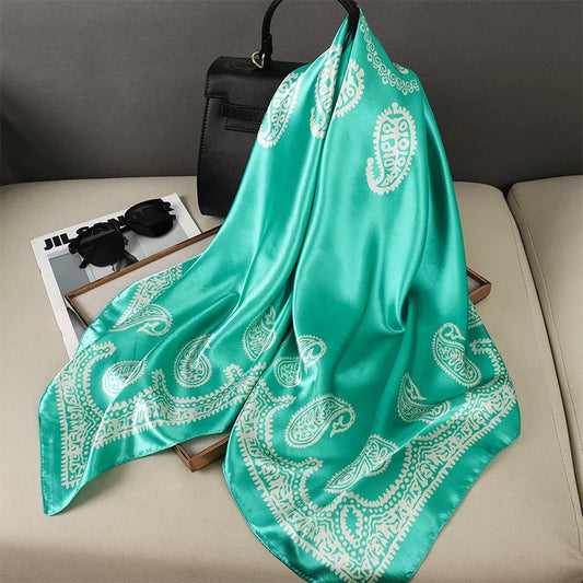 Ulloa - Light Green Paisley Square Scarf
