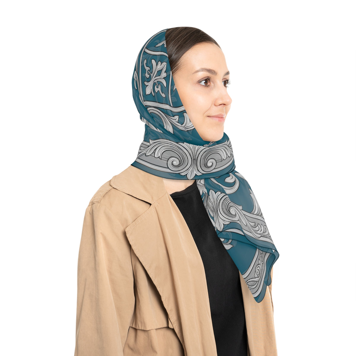 Argyll - Peacock Silver Damask Scarf