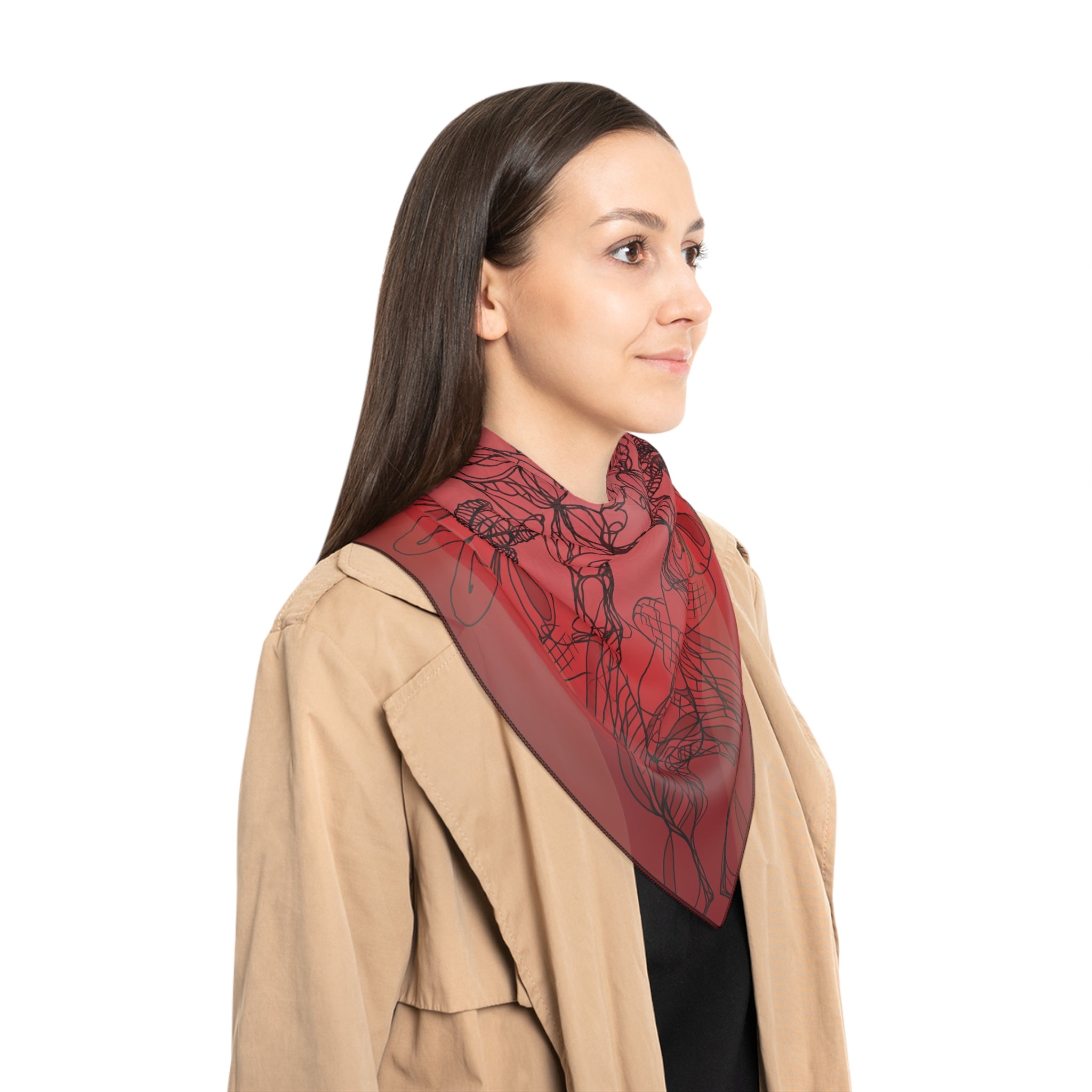 Fontenay - Crimson Lace Flourish Scarf