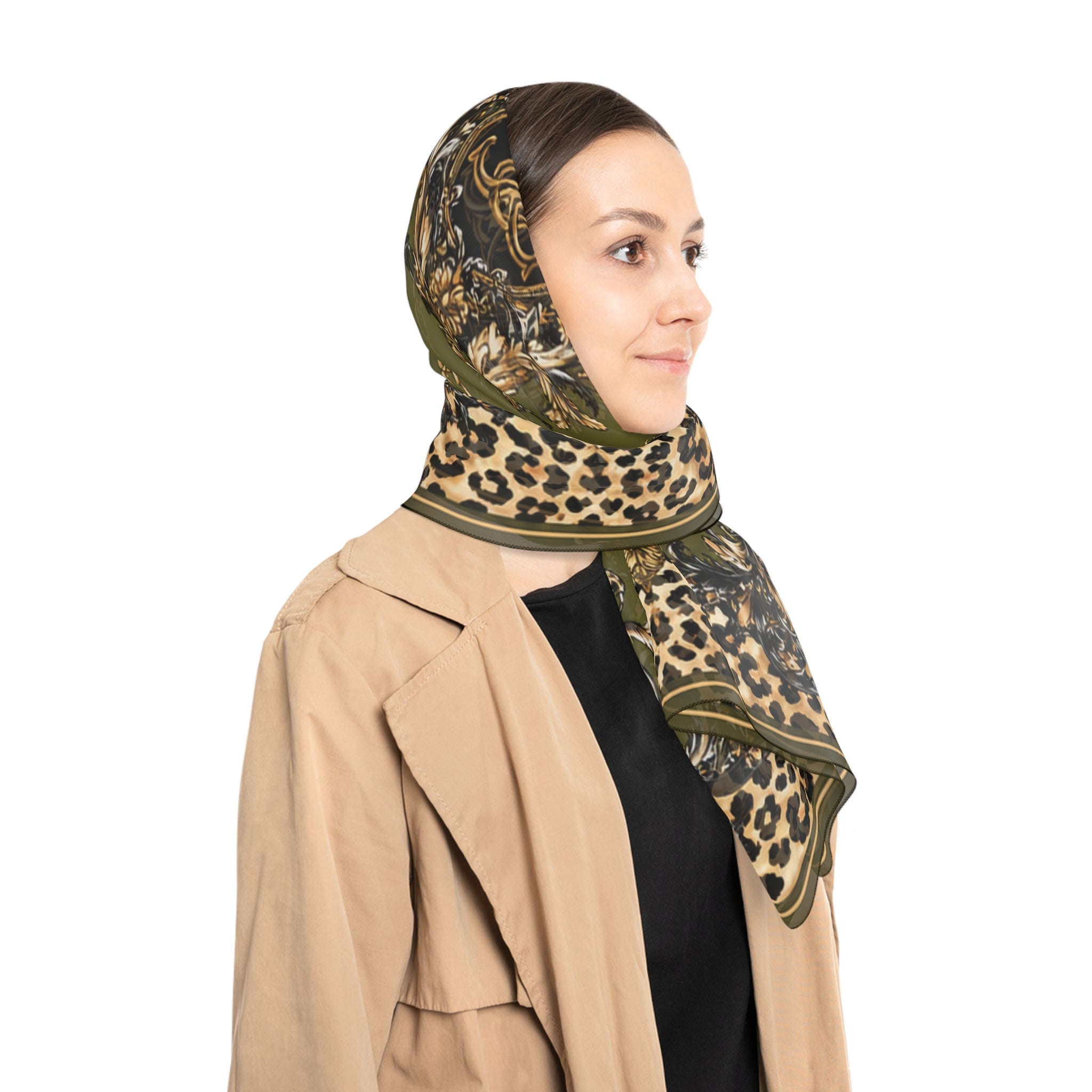 Duchess of Chateaufort Olive Leopard Baroque Scarf
