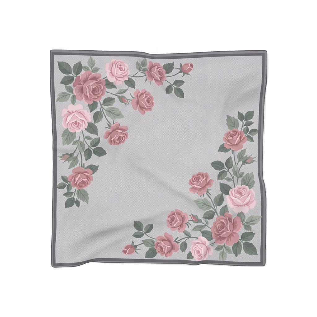 Chambray - Dove Gray Herringbone Rose Scarf