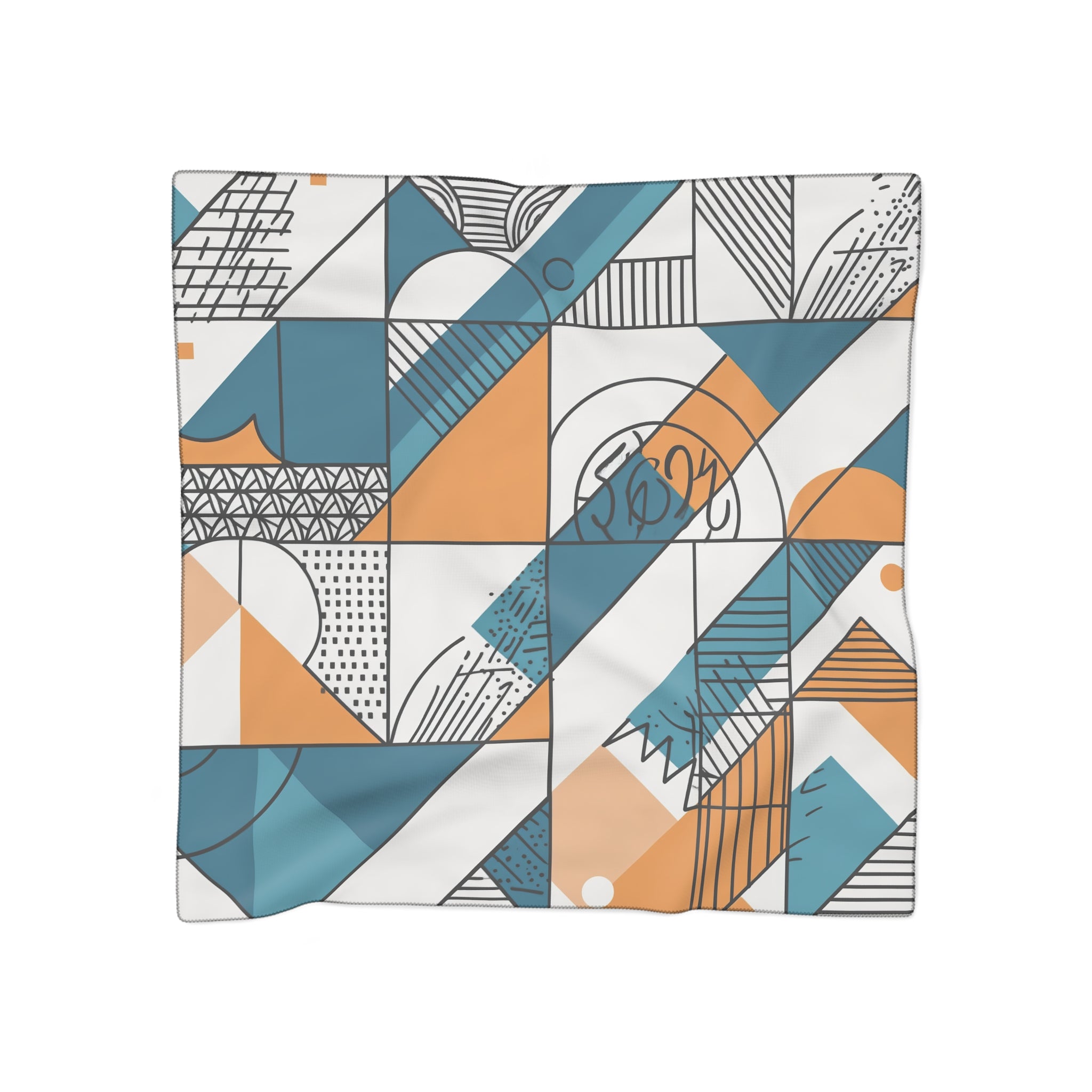 Aldworth - Teal & Amber Geometry Ink Scarf