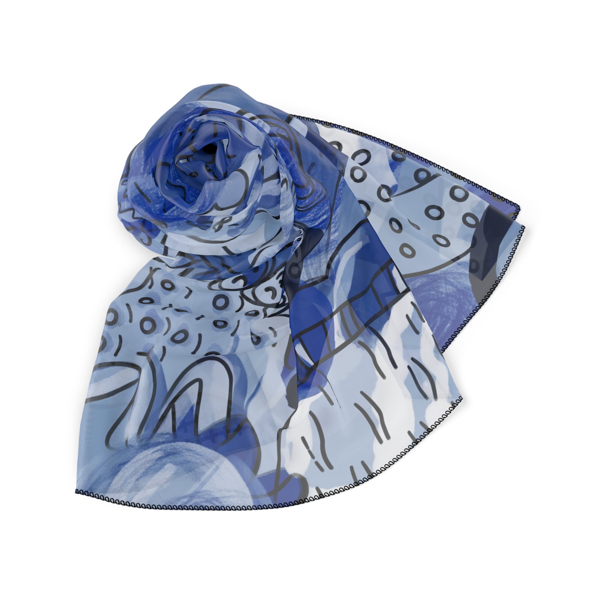 Saavedra - Midnight Blue Garden Ink Scarf