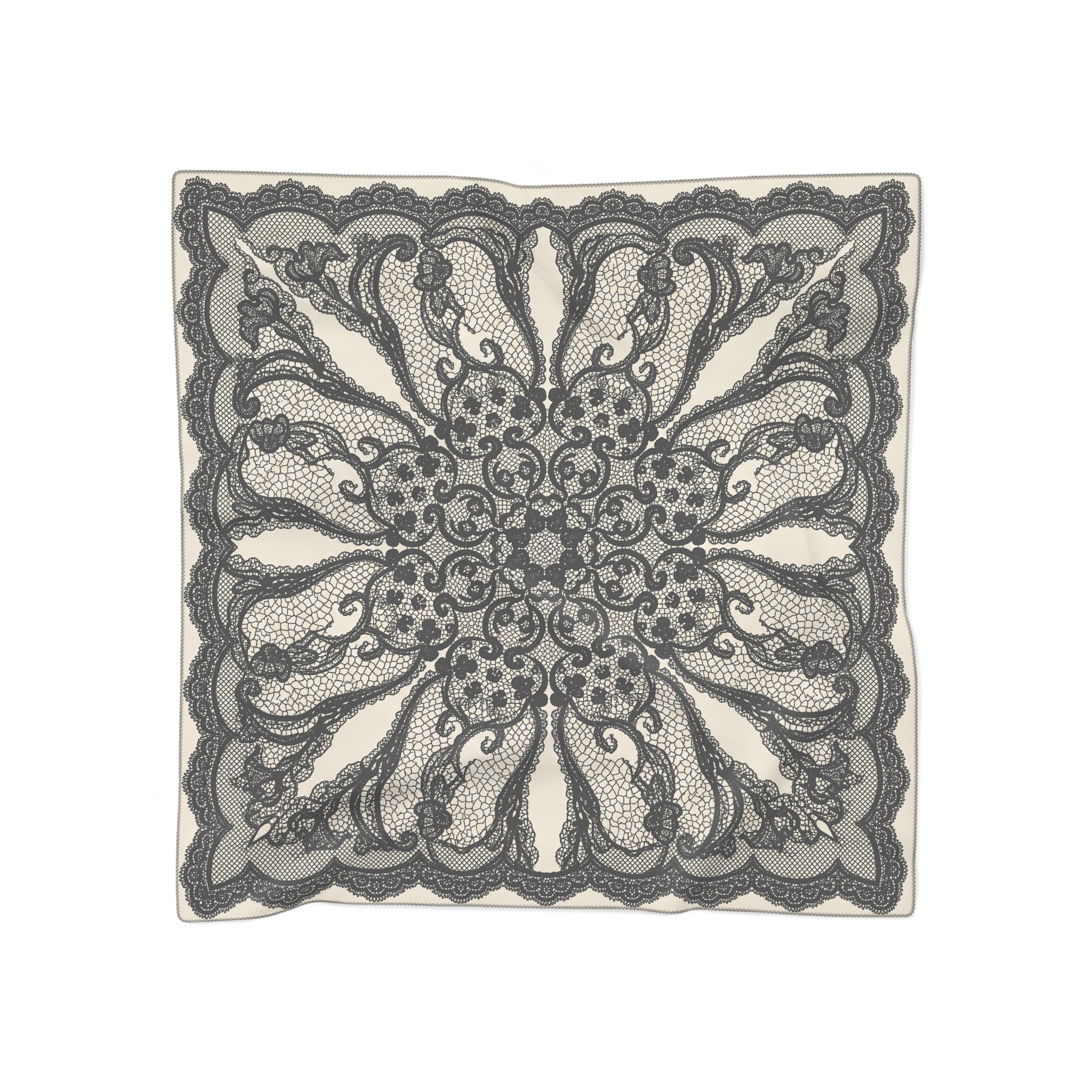 Alençon - Noir Lace Medallion Scarf
