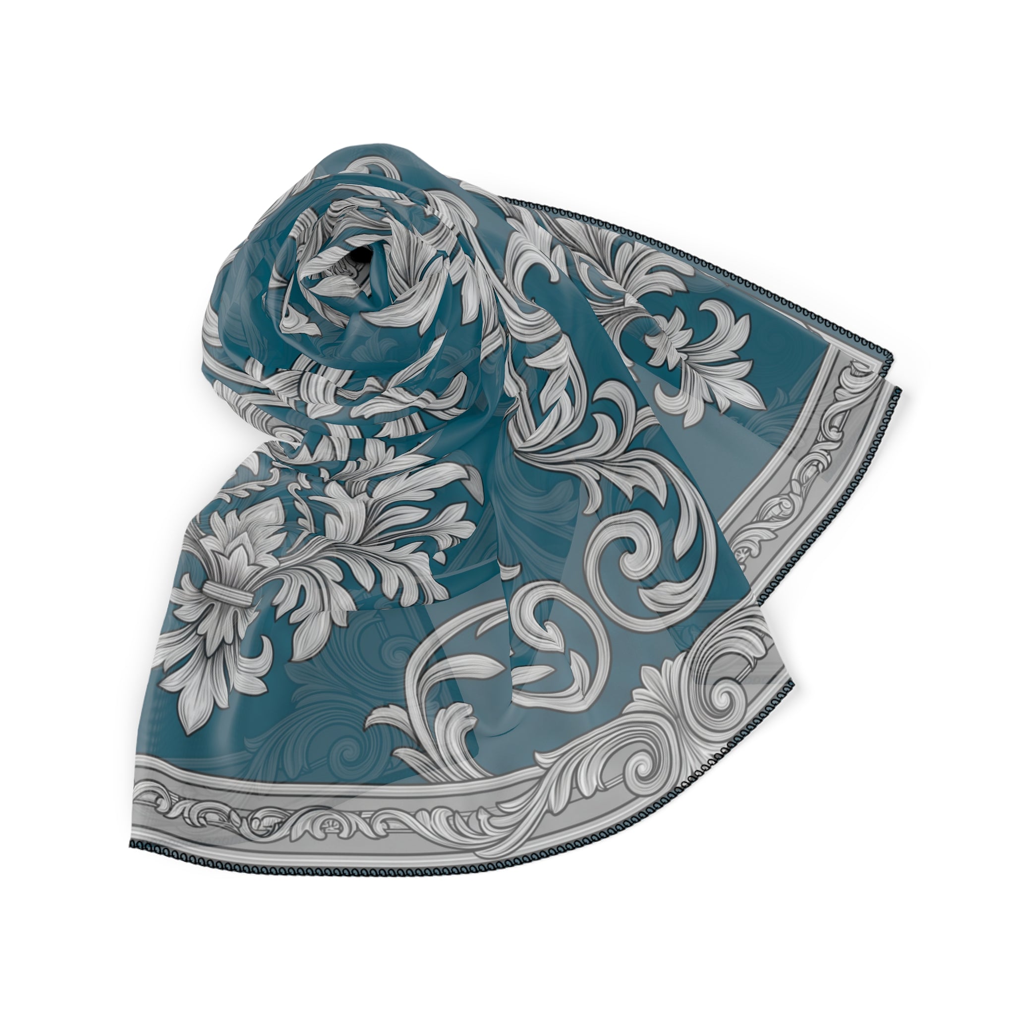Argyll - Peacock Silver Damask Scarf