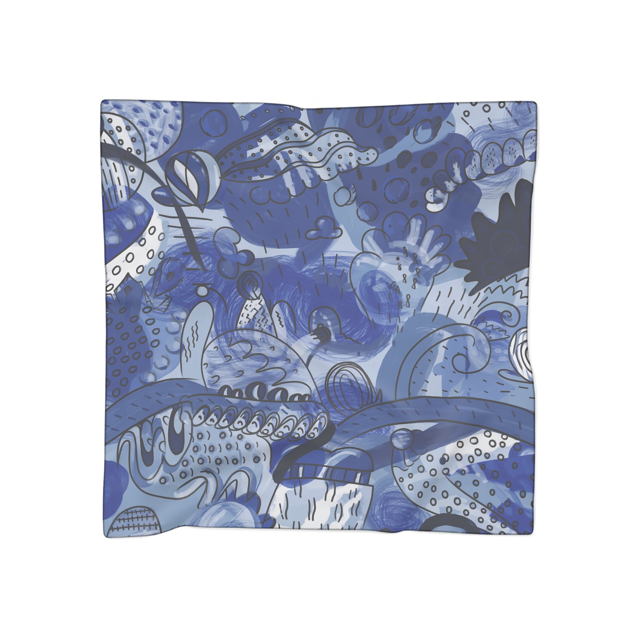 Saavedra - Midnight Blue Garden Ink Scarf