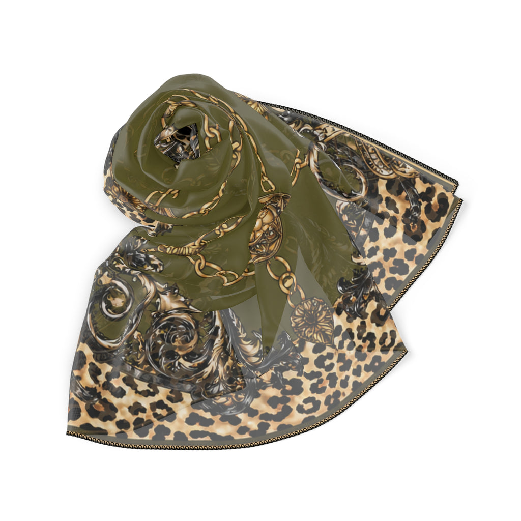 Duchess of Chateaufort Olive Leopard Baroque Scarf