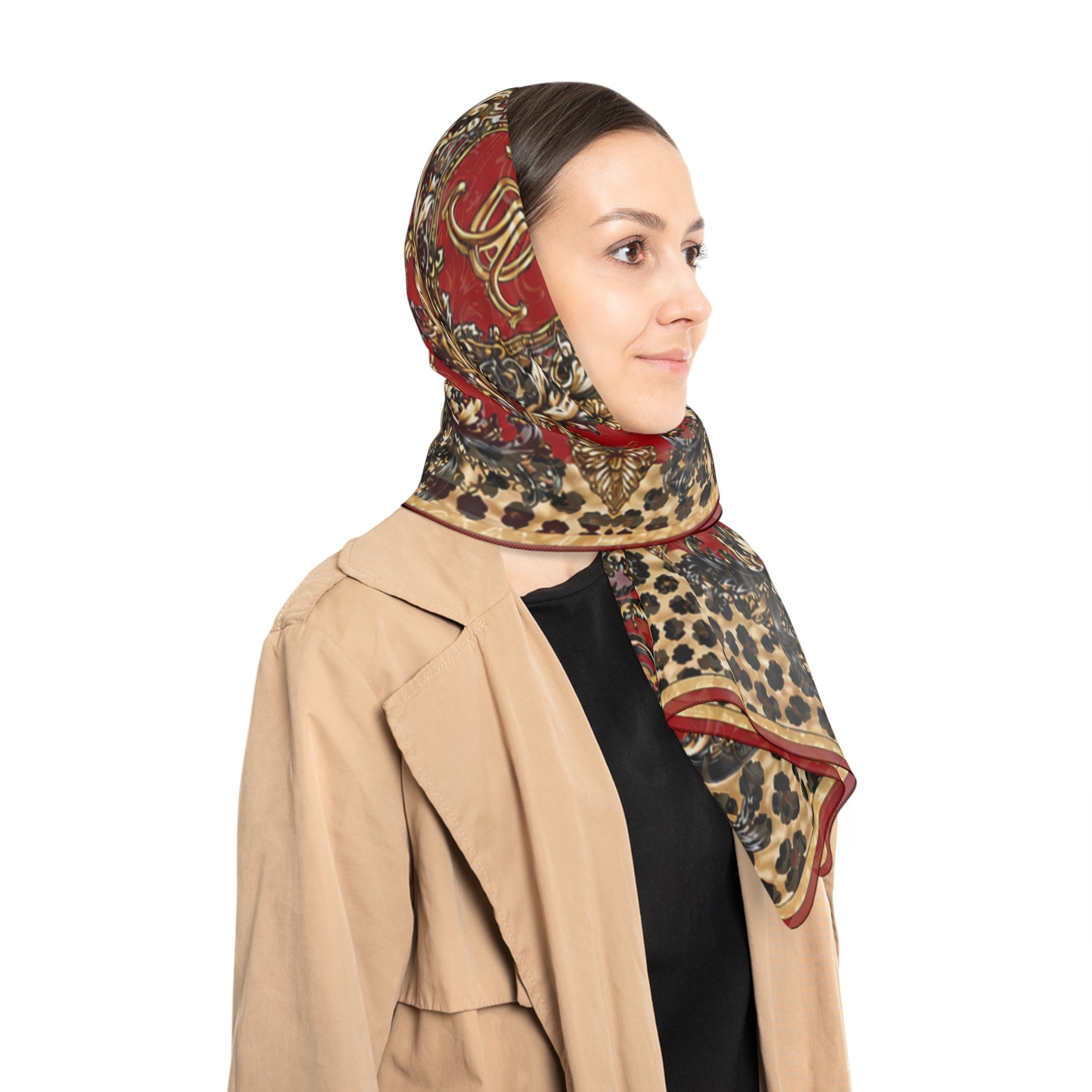 Duchess of Chateaufort Crimson Leopard Baroque Scarf